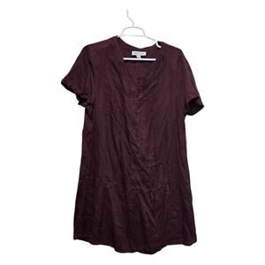 Amour Vert Tencel V Neck Dress XL Burgundy Short Sleeve USA